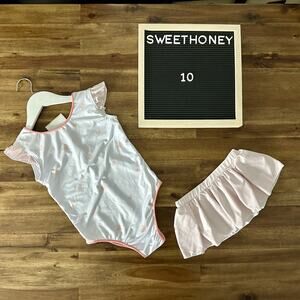 NWT SweetHoney Sleeveless Skirted Leotard Wild Side Cat Pink White Ruffle 10